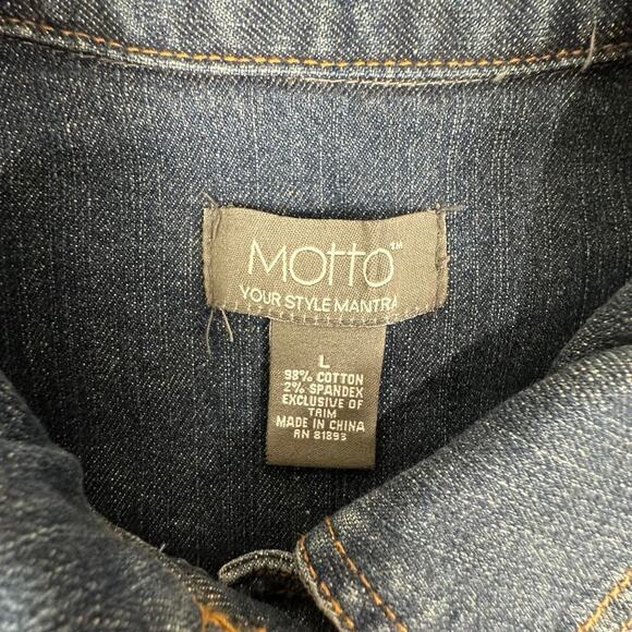 Motto Your Style Mantra Blue Denim Jean Jacket Size Large - Picture 3 of 6